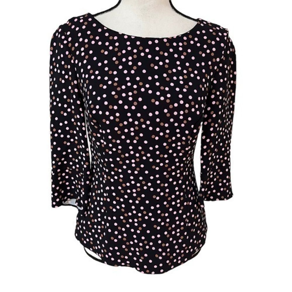 Boden Delia Black Pink Polka Dot Top size 2.